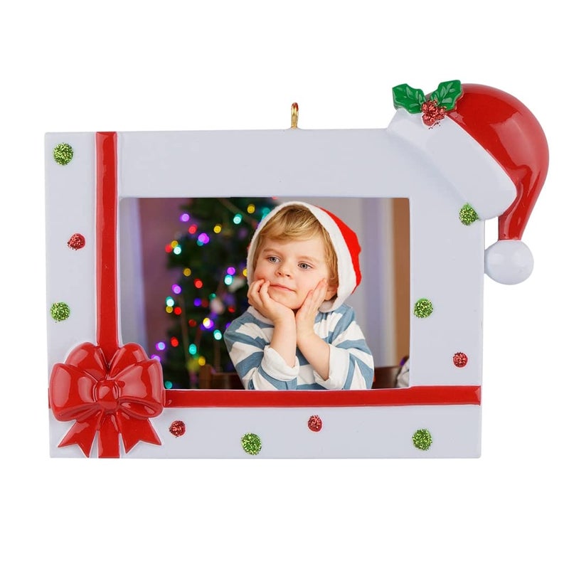 MAXORA Personalized Christmas Tree Ornament - Photo Frame with Santa Hat - Custom Gift for Baby's First Christmas - Image 1